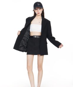 Oversized Black Suit Jacket for Women - High-End Loose Blazer for Spring & Autumn 2025 Fashion