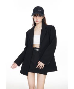 Oversized Black Suit Jacket for Women - High-End Loose Blazer for Spring & Autumn 2025 Fashion