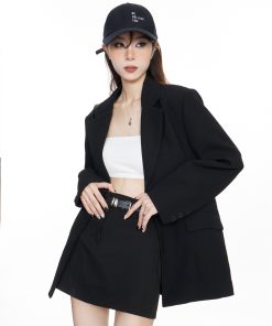 Oversized Black Suit Jacket for Women - High-End Loose Blazer for Spring & Autumn 2025 Fashion