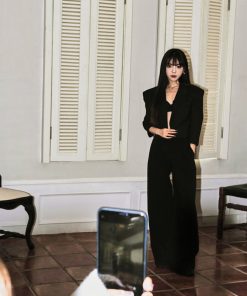 Oversized Three-Quarter Sleeve Suit Jacket - Elegant High-Quality Women's Blazer for 90s and Y2K Fashion Styles