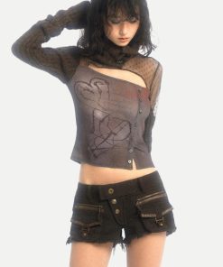 Pakaian Hipster, Stile Blair Waldorf - Grunge Cut Out Knitted Top