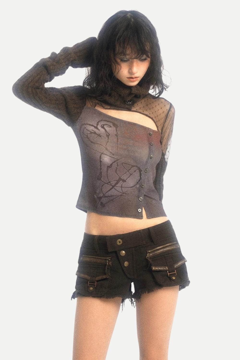 Pakaian Hipster, Stile Blair Waldorf - Grunge Cut Out Knitted Top