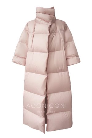 Peach Over-Knee Extra Long Down Jacket for Women - Thickened Cold-Resistant Canglan Design, Perfect for Winter Fashion