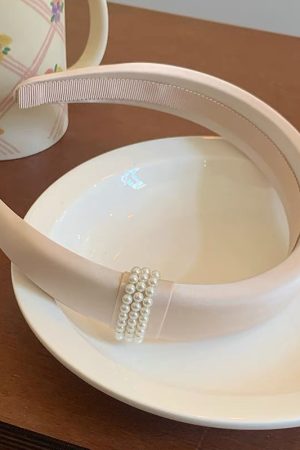 Pearl High Crown Wide Edge Headband for Women - Elegant Fashionable Face-Washing Hair Hoop Hairpin, Y2K Inspired