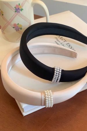 Pearl High Crown Wide Edge Headband for Women - Elegant Fashionable Face-Washing Hair Hoop Hairpin, Y2K Inspired