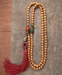 Personalized 108 Bead Prayer Bead Bracelet with Tassel - Original Design Sandalwood Necklace for Women
