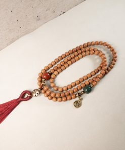 Personalized 108 Bead Prayer Bead Bracelet with Tassel - Original Design Sandalwood Necklace for Women
