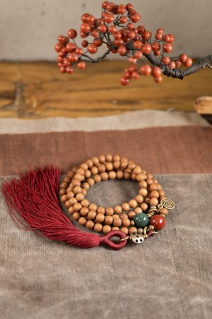Personalized 108 Bead Prayer Bead Bracelet with Tassel - Original Design Sandalwood Necklace for Women