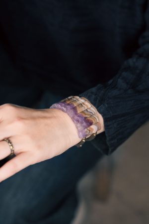Personalized Gradient Agate Amethyst Bead Bracelet Chain - Retro Versatile Accessory for Women and Men