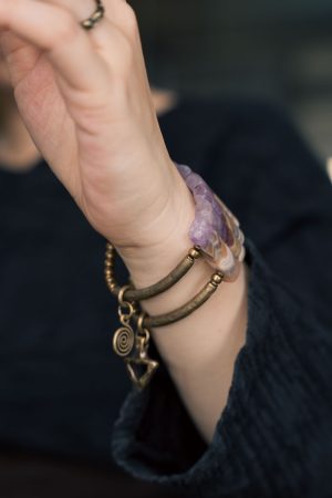 Personalized Gradient Agate Amethyst Bead Bracelet Chain - Retro Versatile Accessory for Women and Men