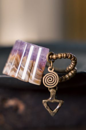 Personalized Gradient Agate Amethyst Bead Bracelet Chain - Retro Versatile Accessory for Women and Men