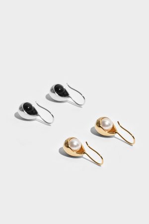 Personalized Minimalist Drop Earrings, French Design, Gold-Plated Pearl Water Drop Style, European American Fashion