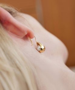 Personalized Minimalist Drop Earrings, French Design, Gold-Plated Pearl Water Drop Style, European American Fashion