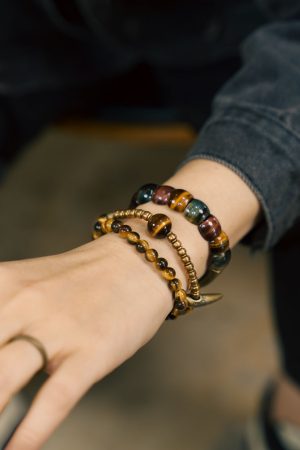 Personalized Retro Stacked Tiger's Eye Bracelet for Men & Multi-Color Cat's Eye Bead Bracelet for Women - Bohemian Style Jewelry