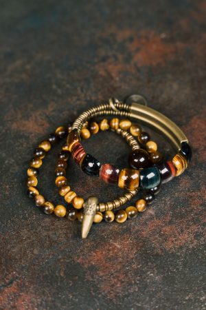 Personalized Retro Stacked Tiger's Eye Bracelet for Men & Multi-Color Cat's Eye Bead Bracelet for Women - Bohemian Style Jewelry