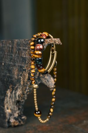 Personalized Retro Stacked Tiger's Eye Bracelet for Men & Multi-Color Cat's Eye Bead Bracelet for Women - Bohemian Style Jewelry