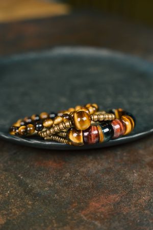 Personalized Retro Stacked Tiger's Eye Bracelet for Men & Multi-Color Cat's Eye Bead Bracelet for Women - Bohemian Style Jewelry