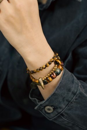 Personalized Retro Stacked Tiger's Eye Bracelet for Men & Multi-Color Cat's Eye Bead Bracelet for Women - Bohemian Style Jewelry