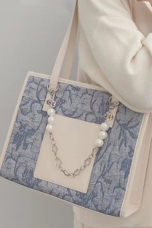 Personalized Sea Salt Blue Jacquard Large Capacity Commuter Tote Bag for Women - High-End Spring Summer 2025 Fashion Bag