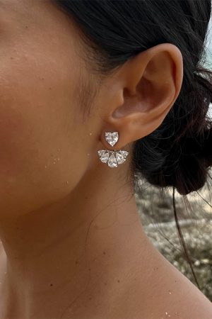 Personalized Zircon Ear Studs for Women, S925 Silver Water Drop Pendant Earrings, High-End Love Design, 2025 Fashion Jewelry