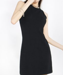 Petite Black Sleeveless Dress for Women - 2025 Summer Hepburn Style Short Slim Fit Stretchy Tank Dress