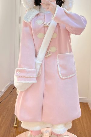 Petite JK Uniform Doll Collar Toggle Coat in Yellow and Black Wool with Cotton Outerwear - Y2K Inspired Fashion
