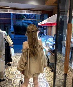 Petite Off-Shoulder Halter Top and Shorts Two-Piece Set - Sweet and Youthful Summer Style for a Chic Look