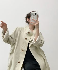 Petite White Trench Coat for Women - Slimming British Style Casual Outerwear for Autumn 2025