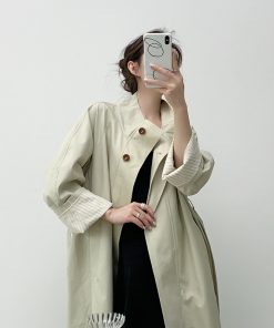 Petite White Trench Coat for Women - Slimming British Style Casual Outerwear for Autumn 2025