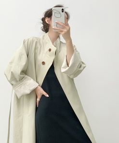 Petite White Trench Coat for Women - Slimming British Style Casual Outerwear for Autumn 2025