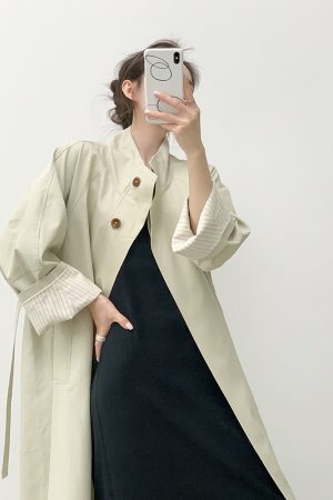 Petite White Trench Coat for Women - Slimming British Style Casual Outerwear for Autumn 2025