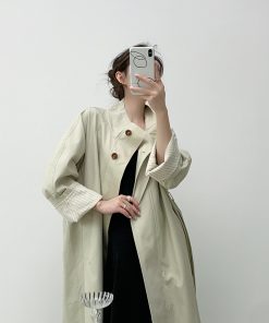 Petite White Trench Coat for Women - Slimming British Style Casual Outerwear for Autumn 2025
