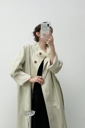 Petite White Trench Coat for Women - Slimming British Style Casual Outerwear for Autumn 2025