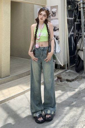Petite Wide-Leg Jeans for Women - 2025 High-Waisted Loose Retro Straight Leg Trousers in Floor-Length Style