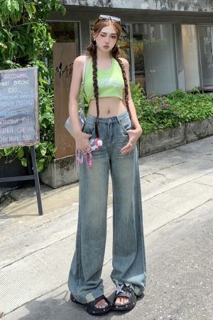 Petite Wide-Leg Jeans for Women - 2025 High-Waisted Loose Retro Straight Leg Trousers in Floor-Length Style