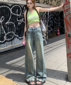 Petite Wide-Leg Jeans for Women - 2025 High-Waisted Loose Retro Straight Leg Trousers in Floor-Length Style