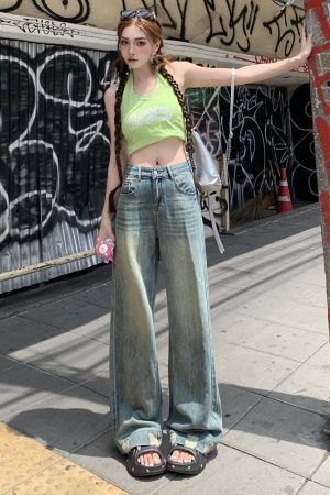 Petite Wide-Leg Jeans for Women - 2025 High-Waisted Loose Retro Straight Leg Trousers in Floor-Length Style