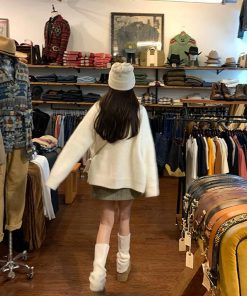 Petite Women's Korean Style Soft Fluffy Knitted Cardigan, Loose Fit Sweater Coat for Autumn 2025, Cozy Layering Essential