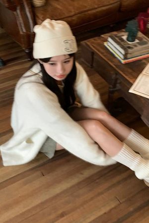 Petite Women's Korean Style Soft Fluffy Knitted Cardigan, Loose Fit Sweater Coat for Autumn 2025, Cozy Layering Essential