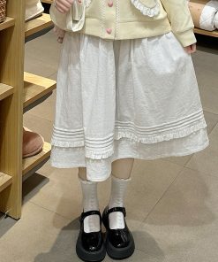 Petite Women's Two-Piece Skirt Set, Pudding Bear Style for Autumn & Winter, Trendy Spring Outfits 2025