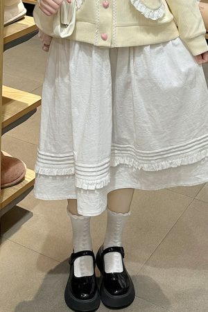 Petite Women's Two-Piece Skirt Set, Pudding Bear Style for Autumn & Winter, Trendy Spring Outfits 2025