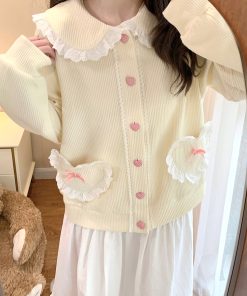 Petite Women's Two-Piece Skirt Set, Pudding Bear Style for Autumn & Winter, Trendy Spring Outfits 2025