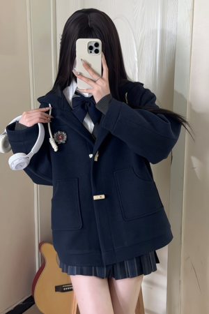 Petite Women's Woolen Duffle Coat with Hood, College Style, Winter JK Uniform, 2025 New Arrival