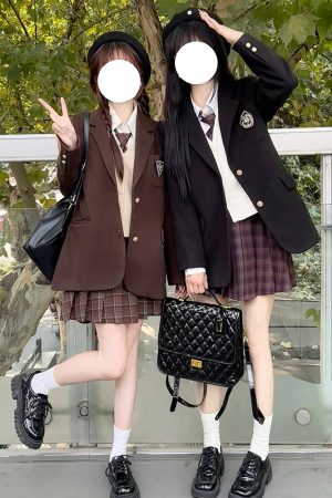 Petite Woolen College Style Suit - Pudding Bear Design, School Uniform Outerwear for Autumn & Winter, Cute and Cozy