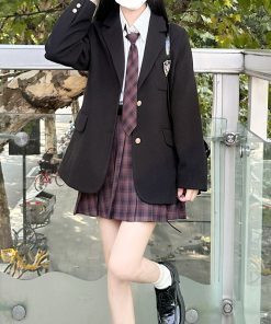 Petite Woolen College Style Suit - Pudding Bear Design, School Uniform Outerwear for Autumn & Winter, Cute and Cozy