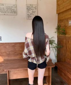 Pick Me Girl Outfit, Casual Chic Outfit - Plaid One Shoulder Top