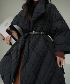 Pine Ink Cheese Chinese Style Jacquard Down Jacket - White Duck Down Puffer Coat for Winter, National Standard Design