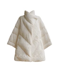 Pine Ink Cheese Chinese Style Jacquard Down Jacket - White Duck Down Puffer Coat for Winter, National Standard Design