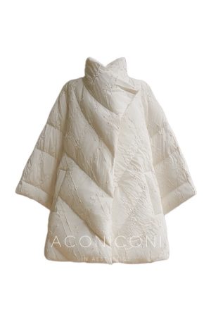 Pine Ink Cheese Chinese Style Jacquard Down Jacket - White Duck Down Puffer Coat for Winter, National Standard Design
