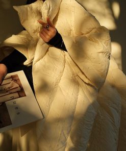 Pine Ink Cheese Chinese Style Jacquard Down Jacket - White Duck Down Puffer Coat for Winter, National Standard Design